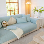 Leaf Vein Textured Cotton Quilted Sofa Slipcover, Non-Slip Modular Couch Covers