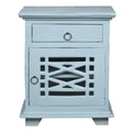 Sunset Trading Cottage Solid Wood Side or Night Table | Distressed Beach Blue Solid Wood | Fully Assembled Accent Cabinet