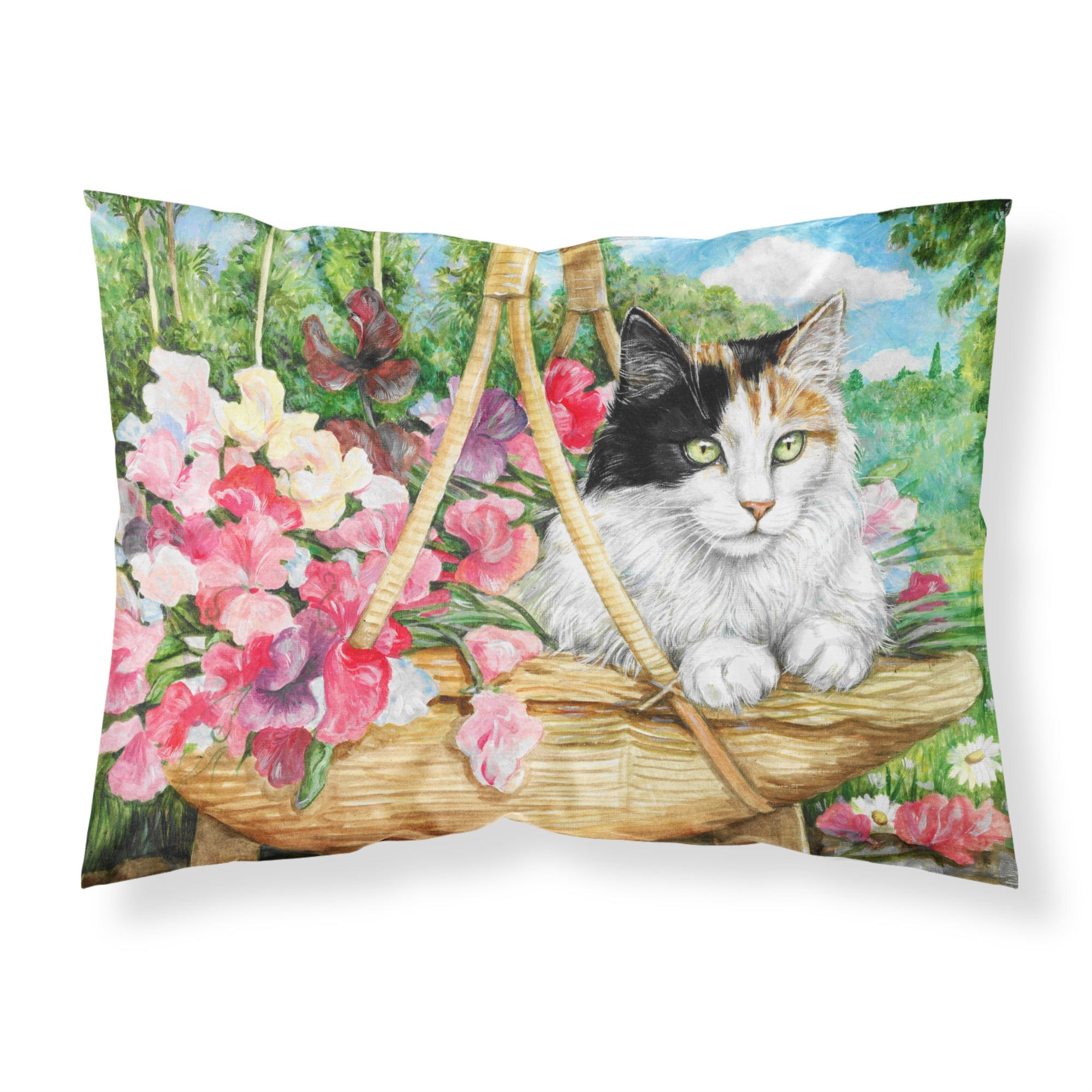 'Caroline'S Treasures ''Cat In Basket'' Printed, Polyester Envelope Closure Pillowcase, Standard, Multicolor'