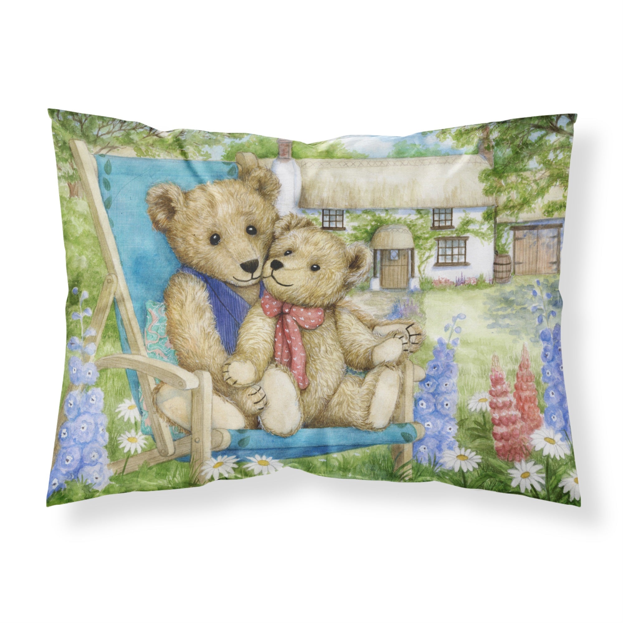 'Caroline'S Treasures Springtime Teddy Bears In Flowers Fabric Standard Pillowcase Cdco0306Pillowcase, Multicolor'