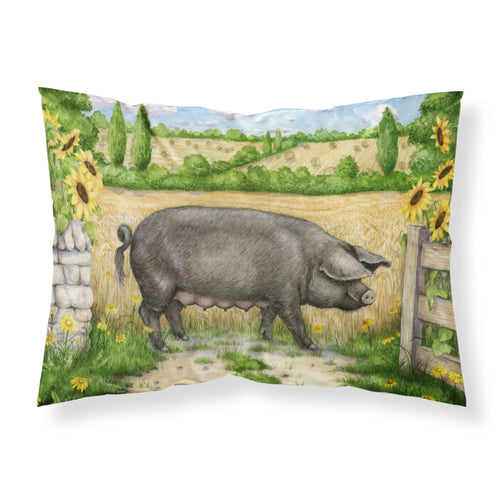 'Caroline'S Treasures Black Pig With Sunflowers Fabric Standard Pillowcase Cdco0373Pillowcase, Multicolor'