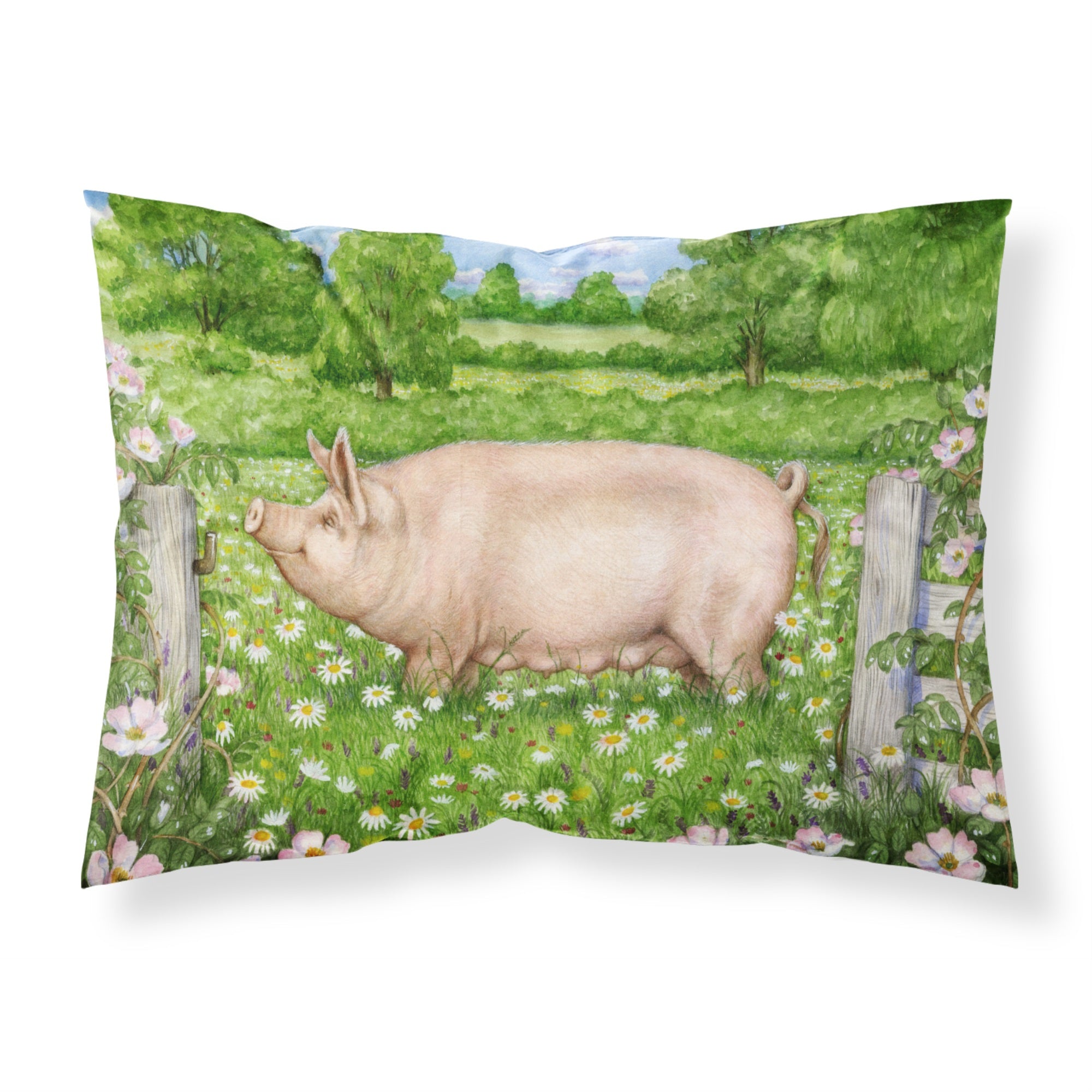 'Caroline'S Treasures Pig In Dasies By Debbie Cook Fabric Standard Pillowcase Cdco0374Pillowcase, Multicolor'