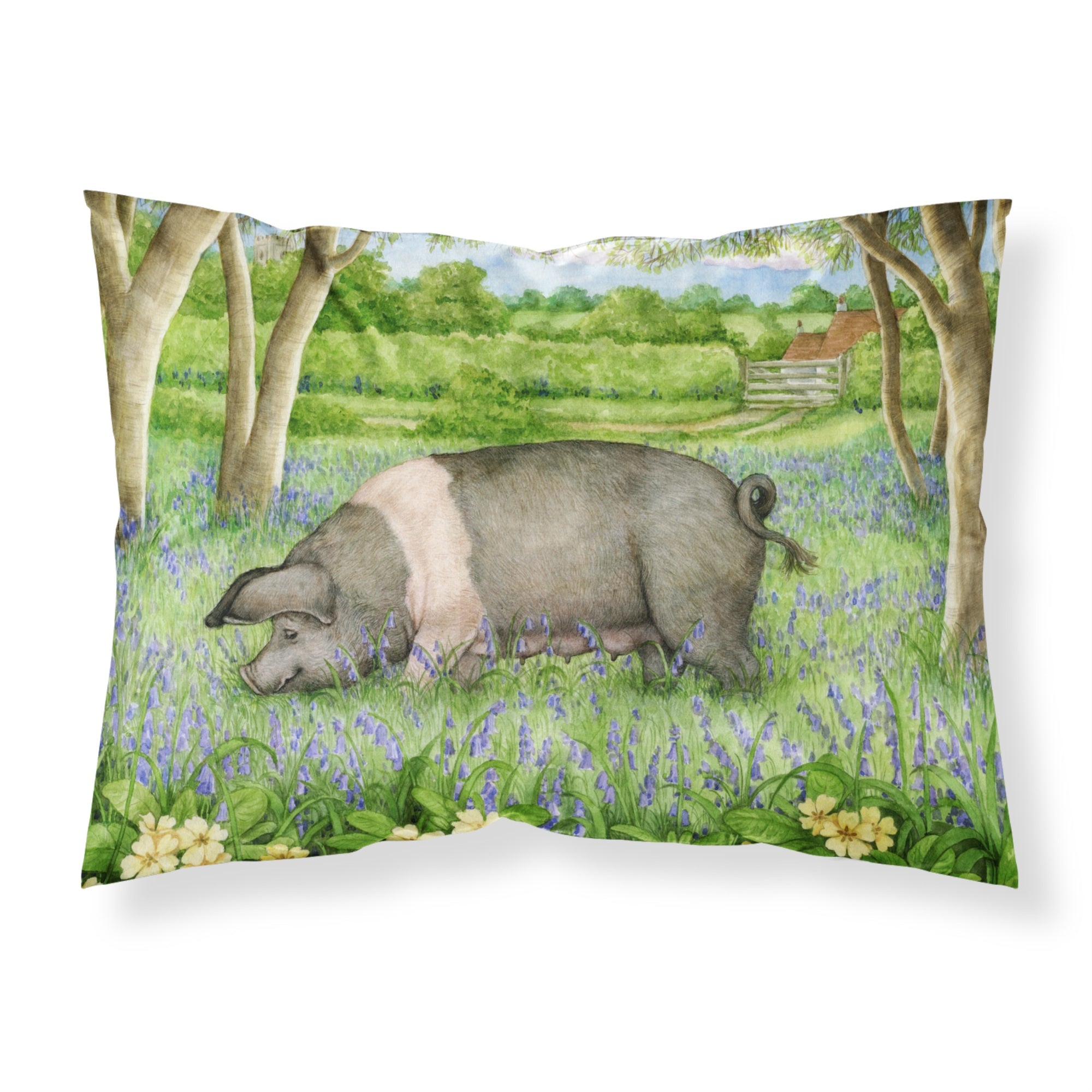 'Caroline'S Treasures Pig In Bluebells By Debbie Cook Fabric Standard Pillowcase Cdco0377Pillowcase, Multicolor'