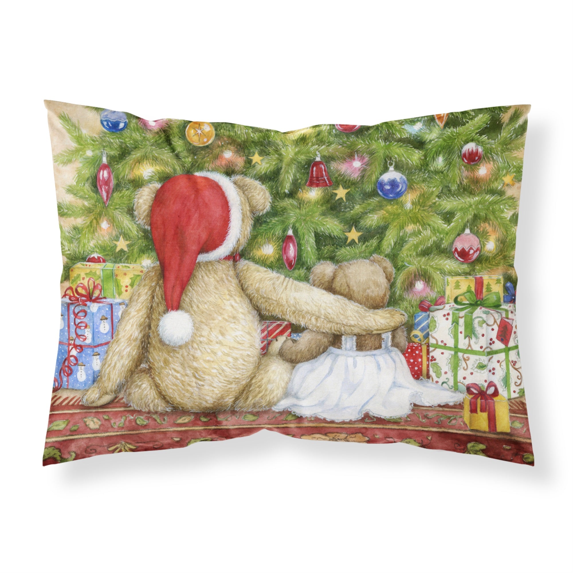 'Caroline'S Treasures Christmas Teddy Bears With Tree Fabric Standard Pillowcase Cdco0415Pillowcase, Multicolor'