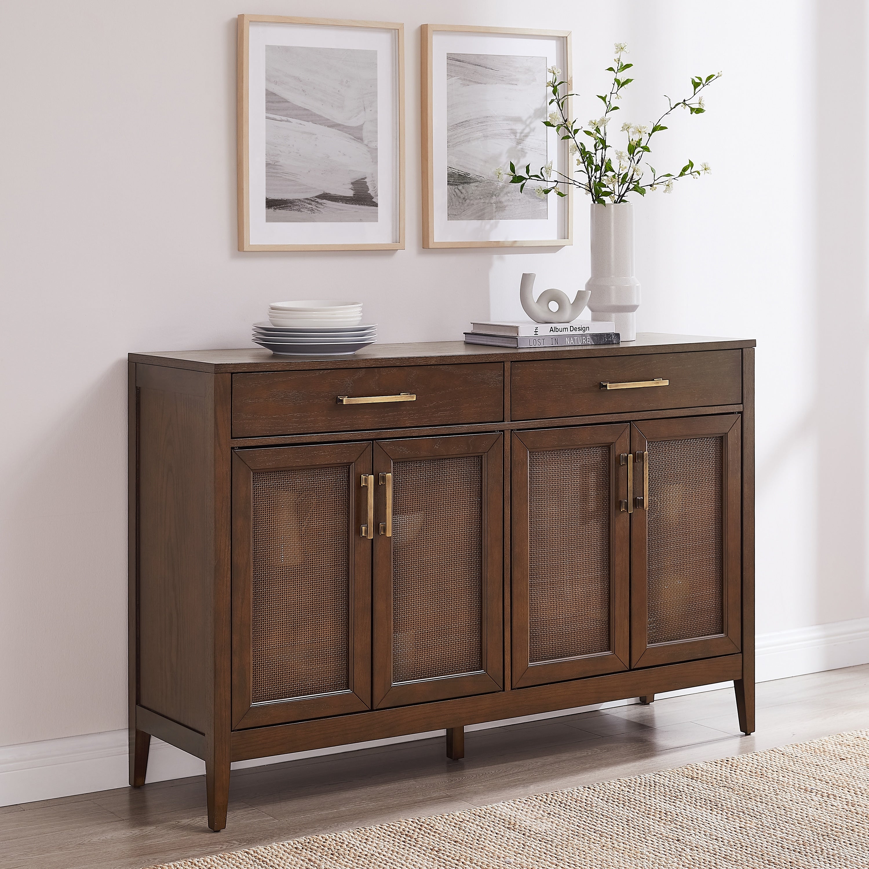 Crosley Furniture Milo Sideboard Buffet Cabinet Engineered Wood Dark Brown CF4215-BR