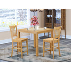 East West Furniture CFGR3-OAK-W 3 Piece Counter Height Dining Set for Small Spaces Contains a Square Wooden Table and 2 Kitchen Chairs, 42x42 Inch, Oak