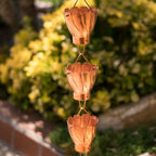 Copper 8.5 Ft Floral Petal Cups Rain Chain