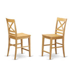 East West Furniture CFQU3-OAK-W 3 Piece Kitchen Counter Height Dining Table Set Contains a Square Dining Room Table and 2 Wooden Seat Chairs, 42x42 Inch, Oak