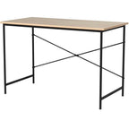 Modern Home Office Computer Desk Table with Black Metal Frame Wood Top in Oak