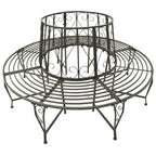Roundabout Circular Outdoor Garden Tree Bench in Heavy Duty Grey Steel