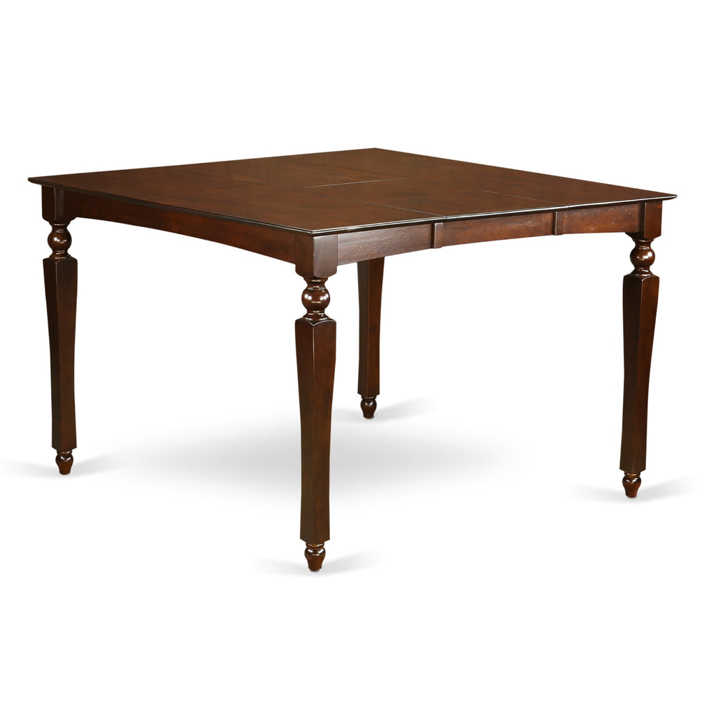 East West Furniture CHEL7-MAH-W Chelsea 7 Piece Counter Height Pub Set Consist of a Square Table with Butterfly Leaf and 6 Kitchen Dining Chairs, 54x54 Inch