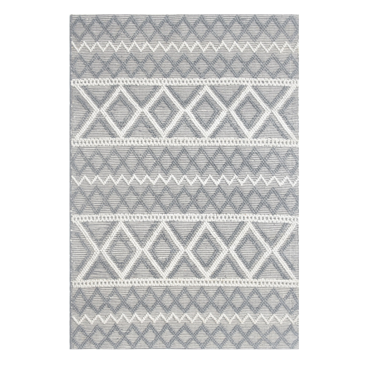 Chloe 7725 Grey Ivory Boho Area Rug, Size  5 X 7