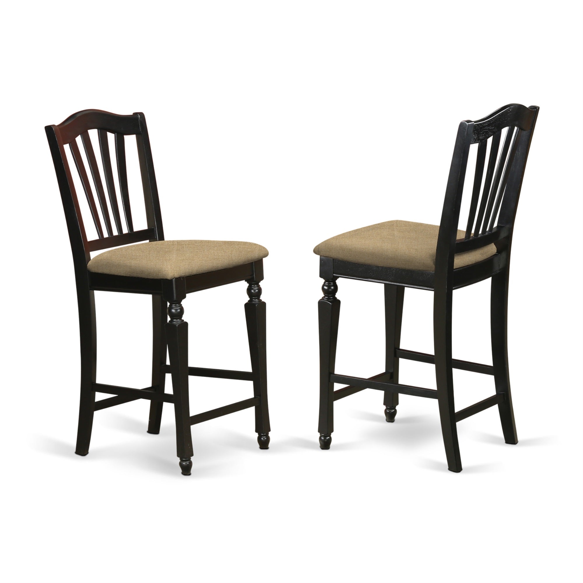 Set of 2 Chairs CHS-BLK-C Chelsea Stools with upholstered seat, 24'' seat height in Black Finish