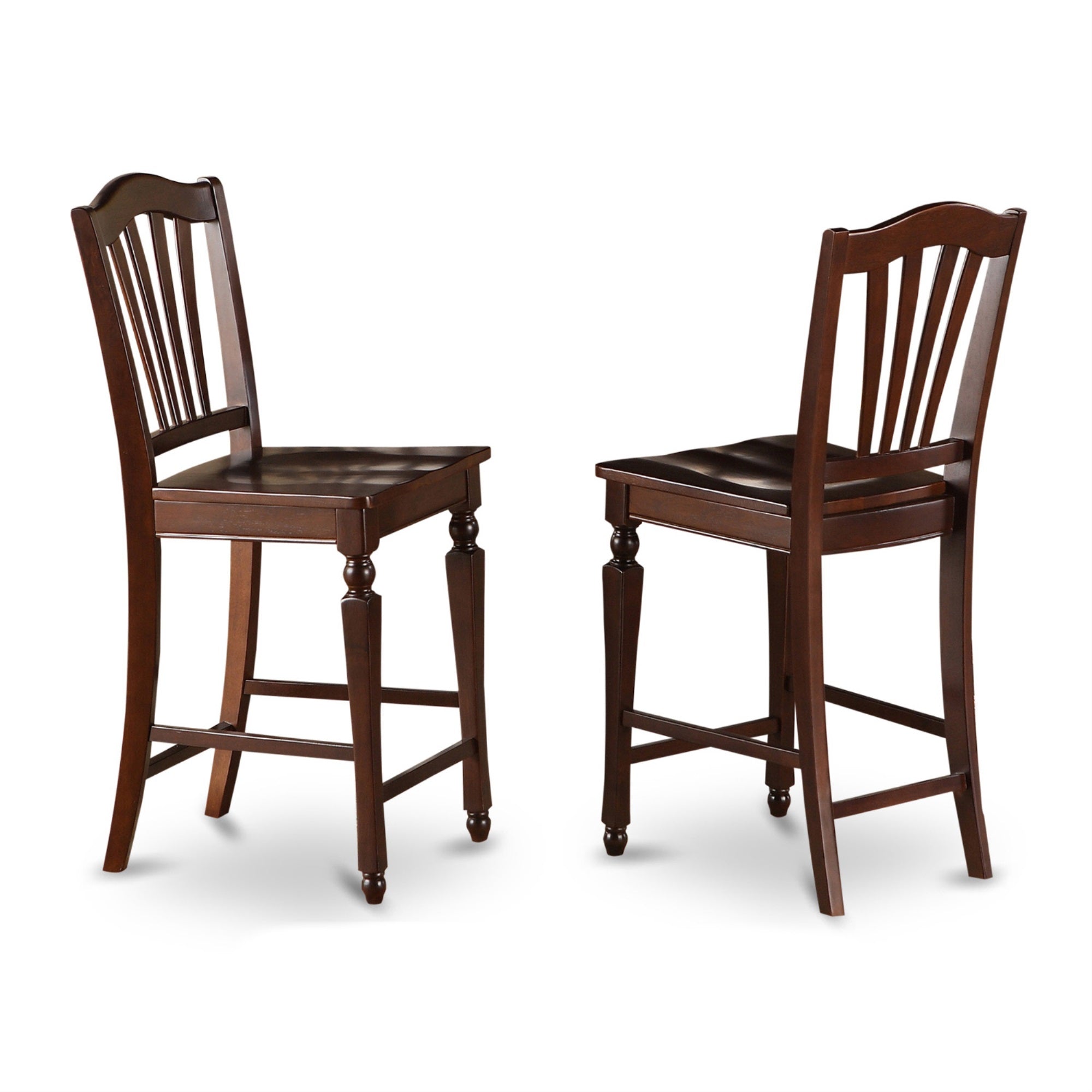 Set of 2 Chairs CHS-MAH-W Chelsea Stools with wood seat, 24'' seat height