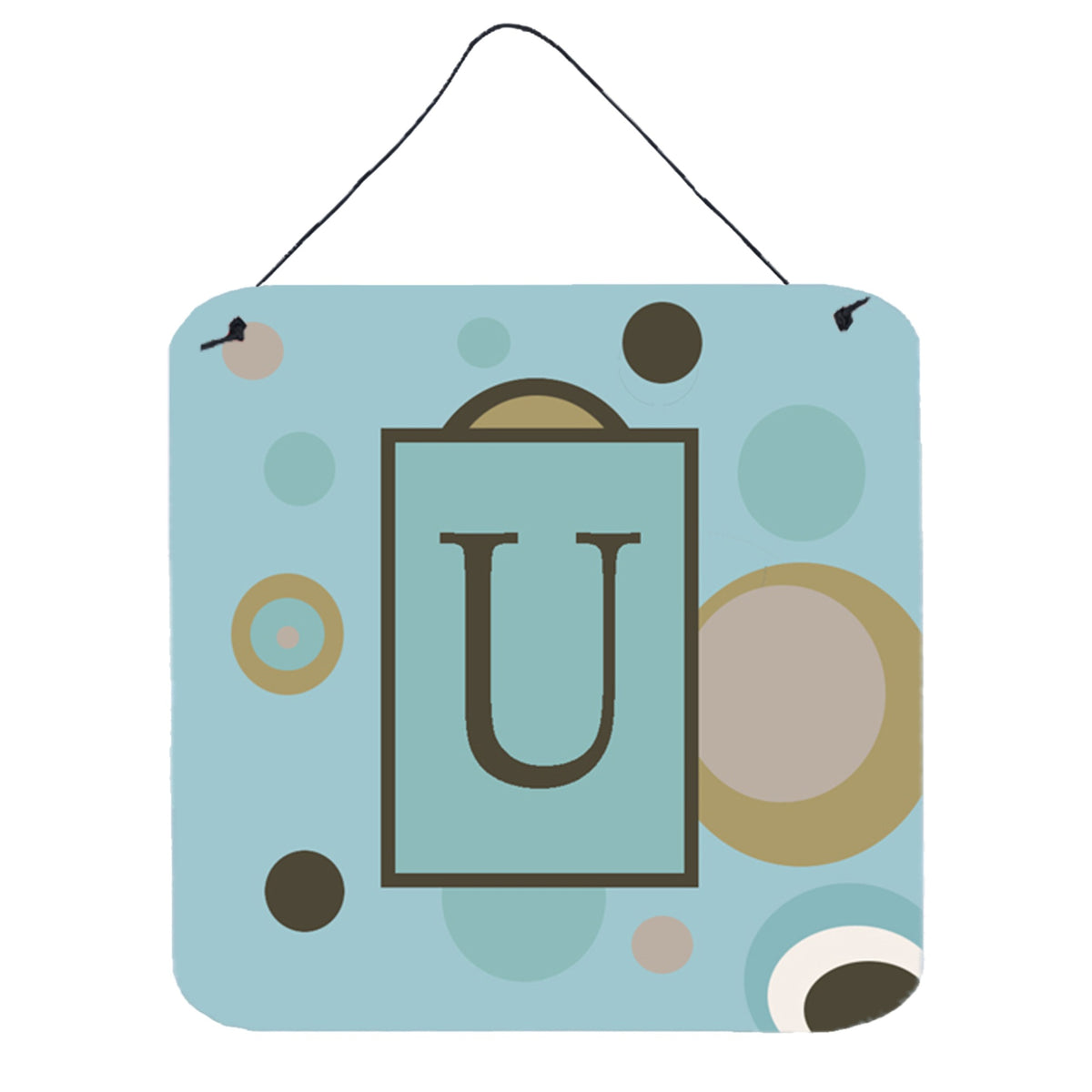 CarolineS Treasures Letter U Initial With Monogramblue Dots Wall Or Door Hanging Prints, 6 X 6 Inch  Inch , Multicolor