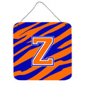CarolineS Treasures Letter Z Initial With Tiger Stripeblue Orange Wall Or Door Hanging Prints, 6 X 6 Inch  Inch , Multicolor