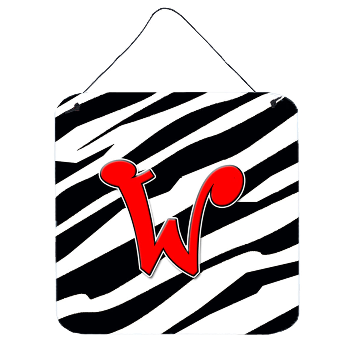 CarolineS Treasures Letter W Initial With Monogramzebra Red Wall Or Door Hanging Prints, 6 X 6 Inch  Inch , Multicolor