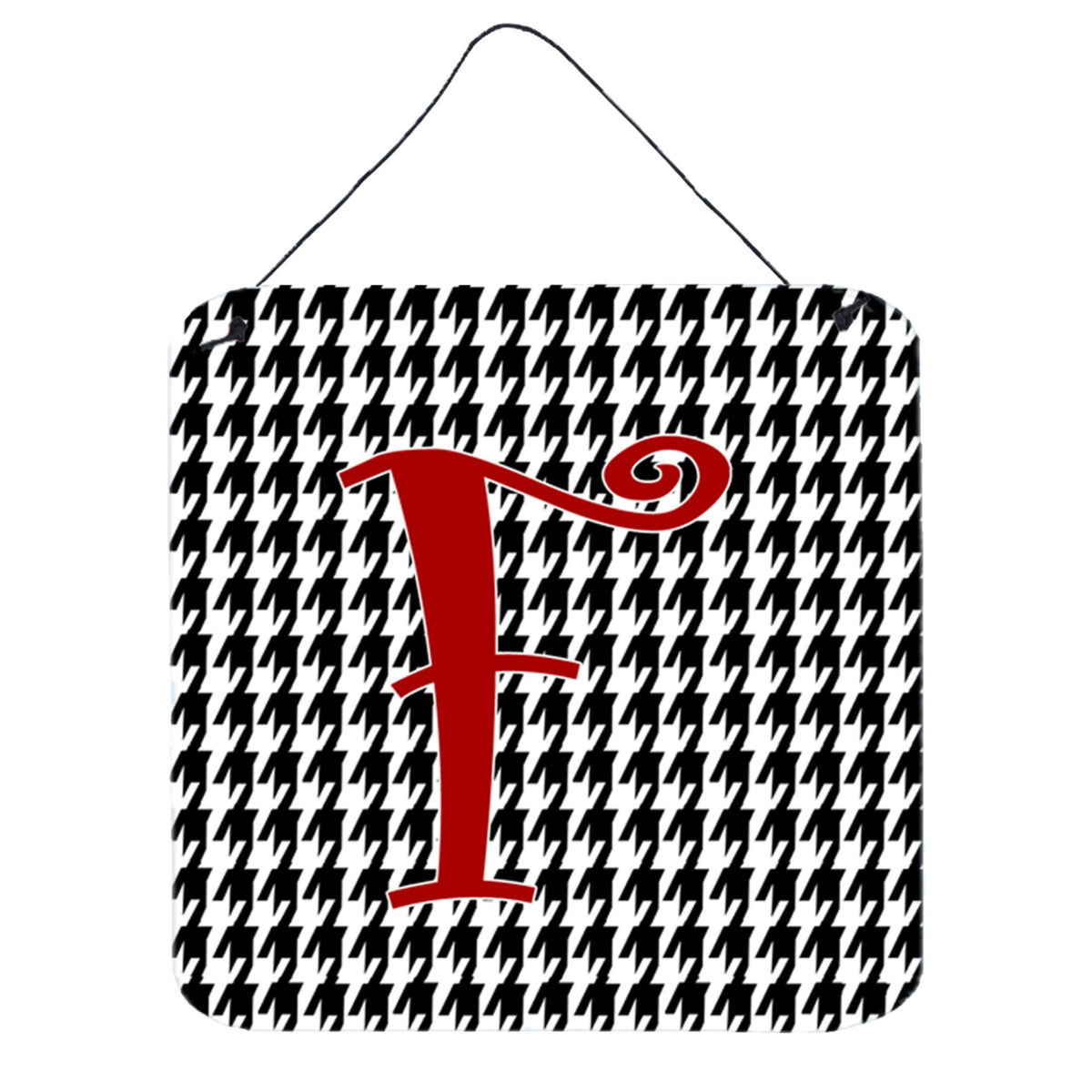CarolineS Treasures Letter F Initial Monogramhoundstooth Black Wall Or Door Hanging Prints, 6 X 6 Inch  Inch , Multicolor
