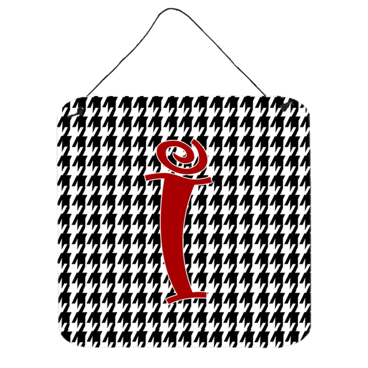 CarolineS Treasures Letter I Initial Monogramhoundstooth Black Wall Or Door Hanging Prints, 6 X 6 Inch  Inch , Multicolor