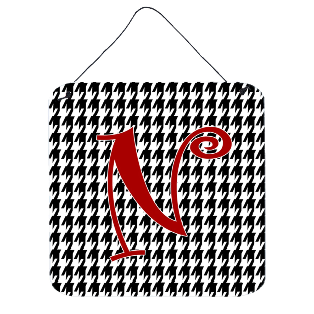 CarolineS Treasures Letter N Initial Monogramhoundstooth Black Wall Or Door Hanging Prints, 6 X 6 Inch  Inch , Multicolor