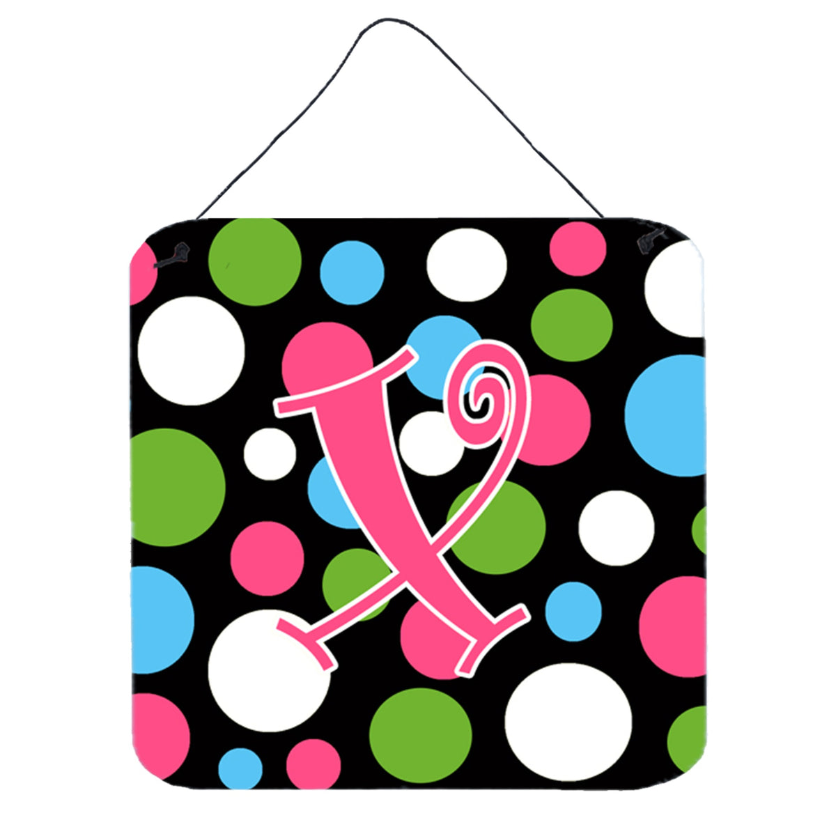 CarolineS Treasures Letter X Initial Monogrampolka Dots And Pink Wall Or Door Hanging Prints, 6 X 6 Inch  Inch , Multicolor