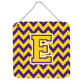CarolineS Treasures Chevron Purple And Gold Letter E Wall Or Door Hanging Prints Cj1041Eds66, 6 Inch  Inch  H X 6 Inch  Inch  W