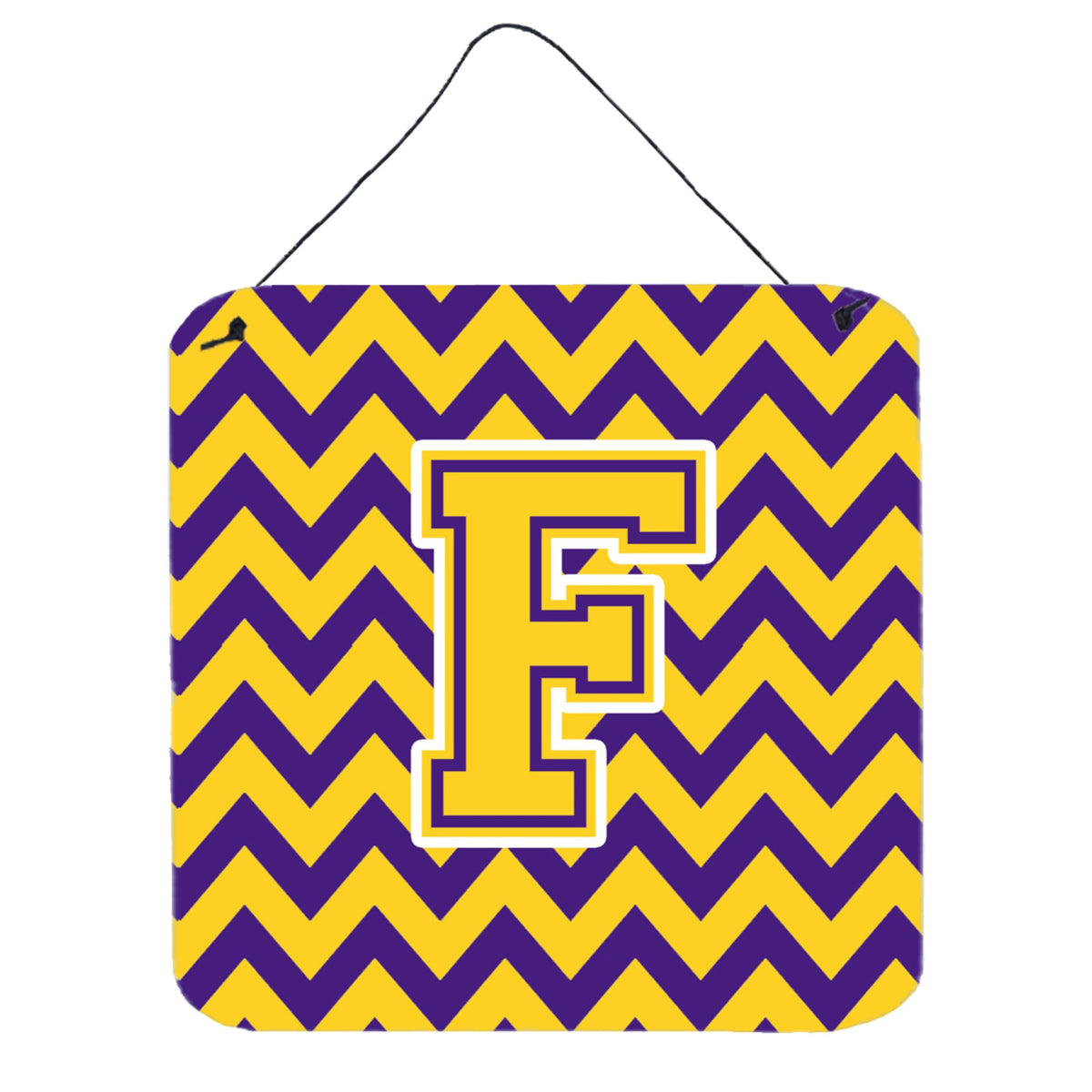 CarolineS Treasures Chevron Purple And Gold Letter F Wall Or Door Hanging Prints Cj1041Fds66, 6 Inch  Inch  H X 6 Inch  Inch  W
