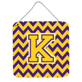 CarolineS Treasures Chevron Purple And Gold Letter K Wall Or Door Hanging Prints Cj1041Kds66, 6 Inch  Inch  H X 6 Inch  Inch  W