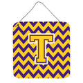 CarolineS Treasures Chevron Purple And Gold Letter T Wall Or Door Hanging Prints Cj1041Tds66, 6 Inch  Inch  H X 6 Inch  Inch  W