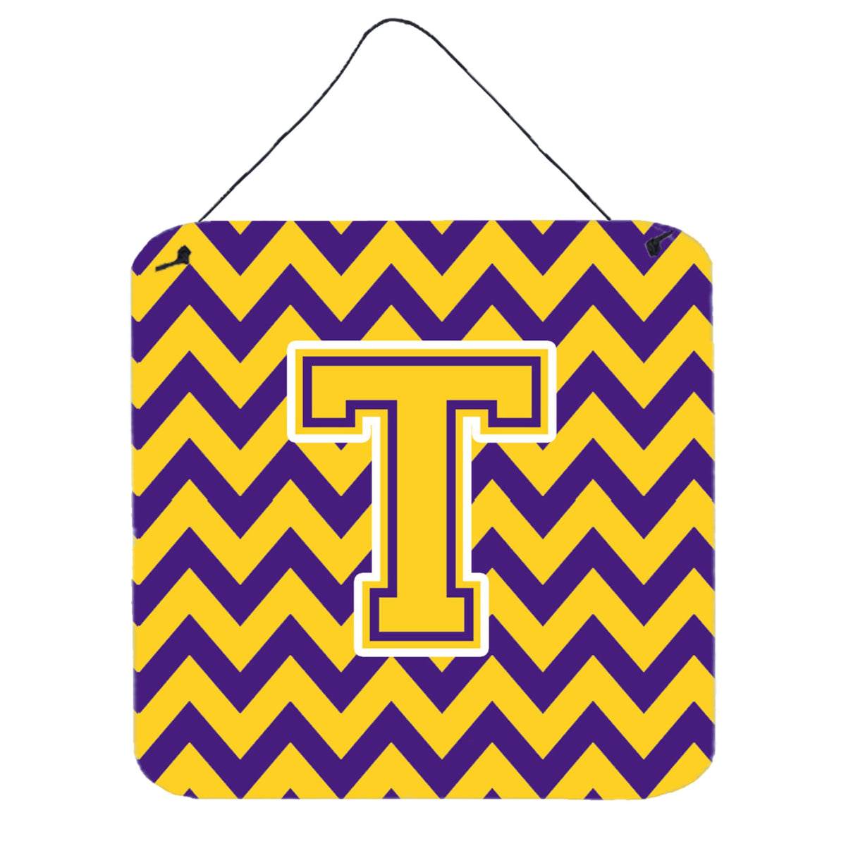 CarolineS Treasures Chevron Purple And Gold Letter T Wall Or Door Hanging Prints Cj1041Tds66, 6 Inch  Inch  H X 6 Inch  Inch  W
