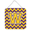 CarolineS Treasures Chevron Purple And Gold Letter W Wall Or Door Hanging Prints Cj1041Wds66, 6 Inch  Inch  H X 6 Inch  Inch  W
