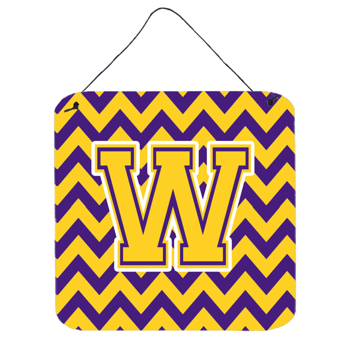 CarolineS Treasures Chevron Purple And Gold Letter W Wall Or Door Hanging Prints Cj1041Wds66, 6 Inch  Inch  H X 6 Inch  Inch  W