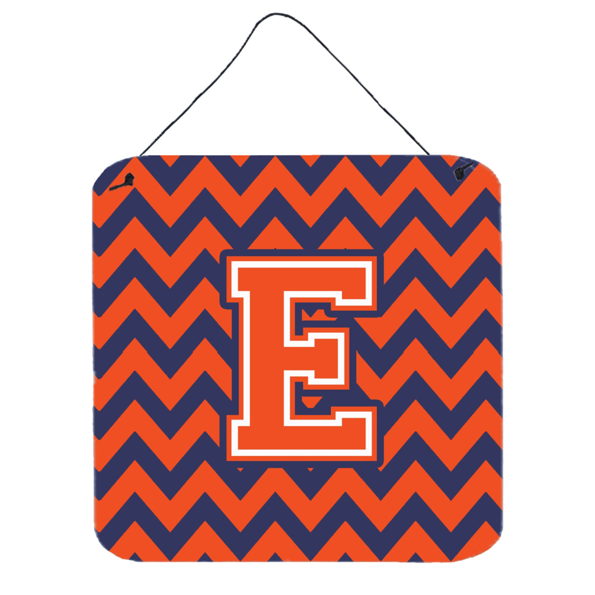 CarolineS Treasures Chevron Orange And Blue Letter E Wall Or Door Hanging Prints Cj1042Eds66, 6 Inch  Inch  H X 6 Inch  Inch  W