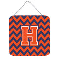 CarolineS Treasures Chevron Orange And Blue Letter H Wall Or Door Hanging Prints Cj1042Hds66, 6 Inch  Inch  H X 6 Inch  Inch  W