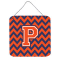 CarolineS Treasures Chevron Orange And Blue Letter P Wall Or Door Hanging Prints Cj1042Pds66, 6 Inch  Inch  H X 6 Inch  Inch  W