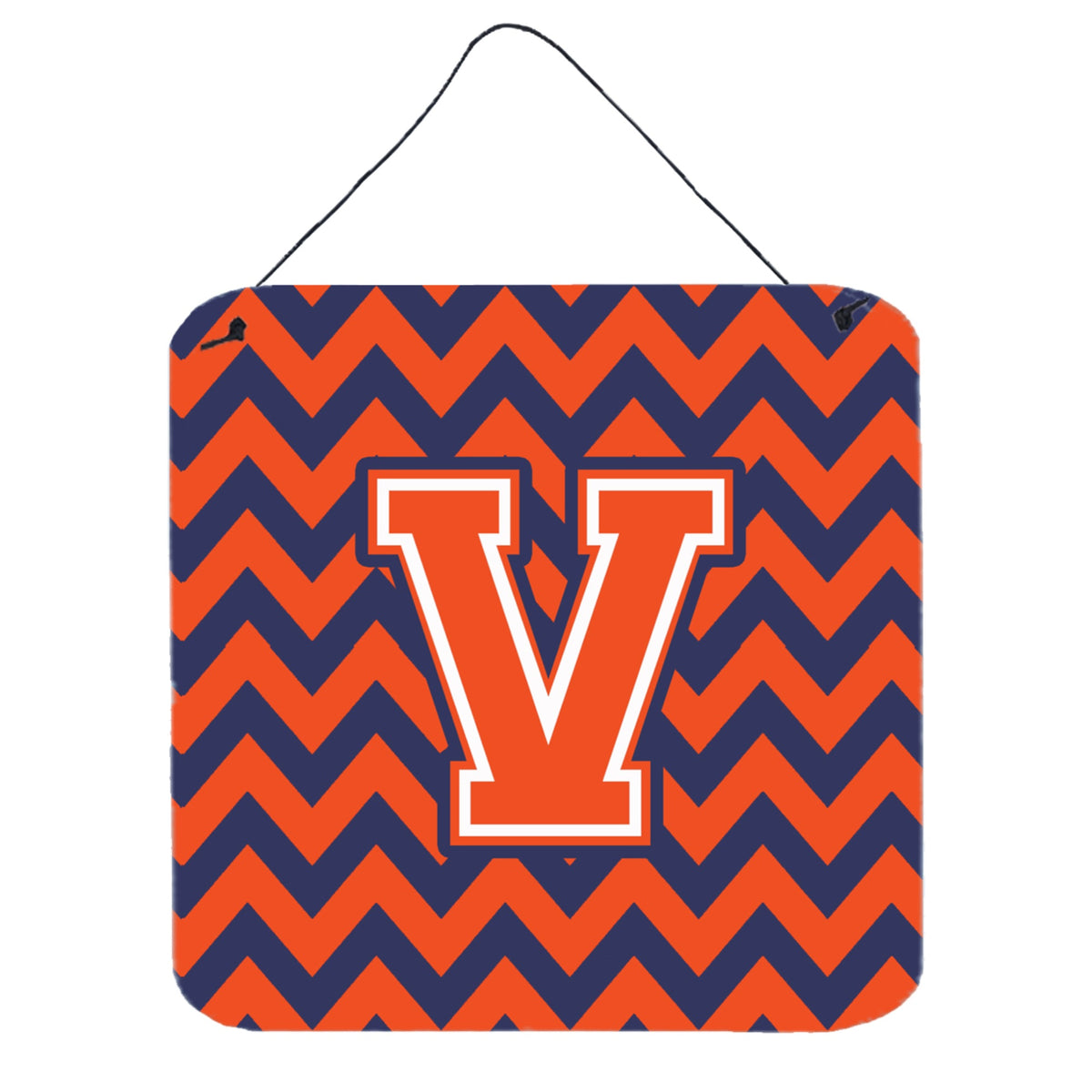 CarolineS Treasures Chevron Orange And Blue Letter V Wall Or Door Hanging Prints Cj1042Vds66, 6 Inch  Inch  H X 6 Inch  Inch  W