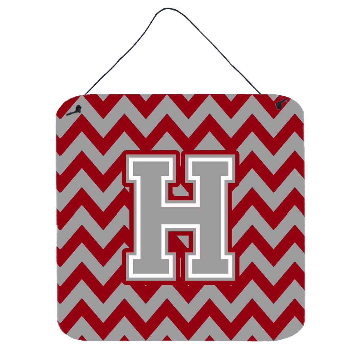 CarolineS Treasures Chevron Crimson And Grey Letter H Wall Or Door Hanging Prints Cj1043Hds66, 6 Inch  Inch  H X 6 Inch  Inch  W