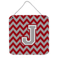 CarolineS Treasures Chevron Crimson And Grey Letter J Wall Or Door Hanging Prints Cj1043Jds66, 6 Inch  Inch  H X 6 Inch  Inch  W