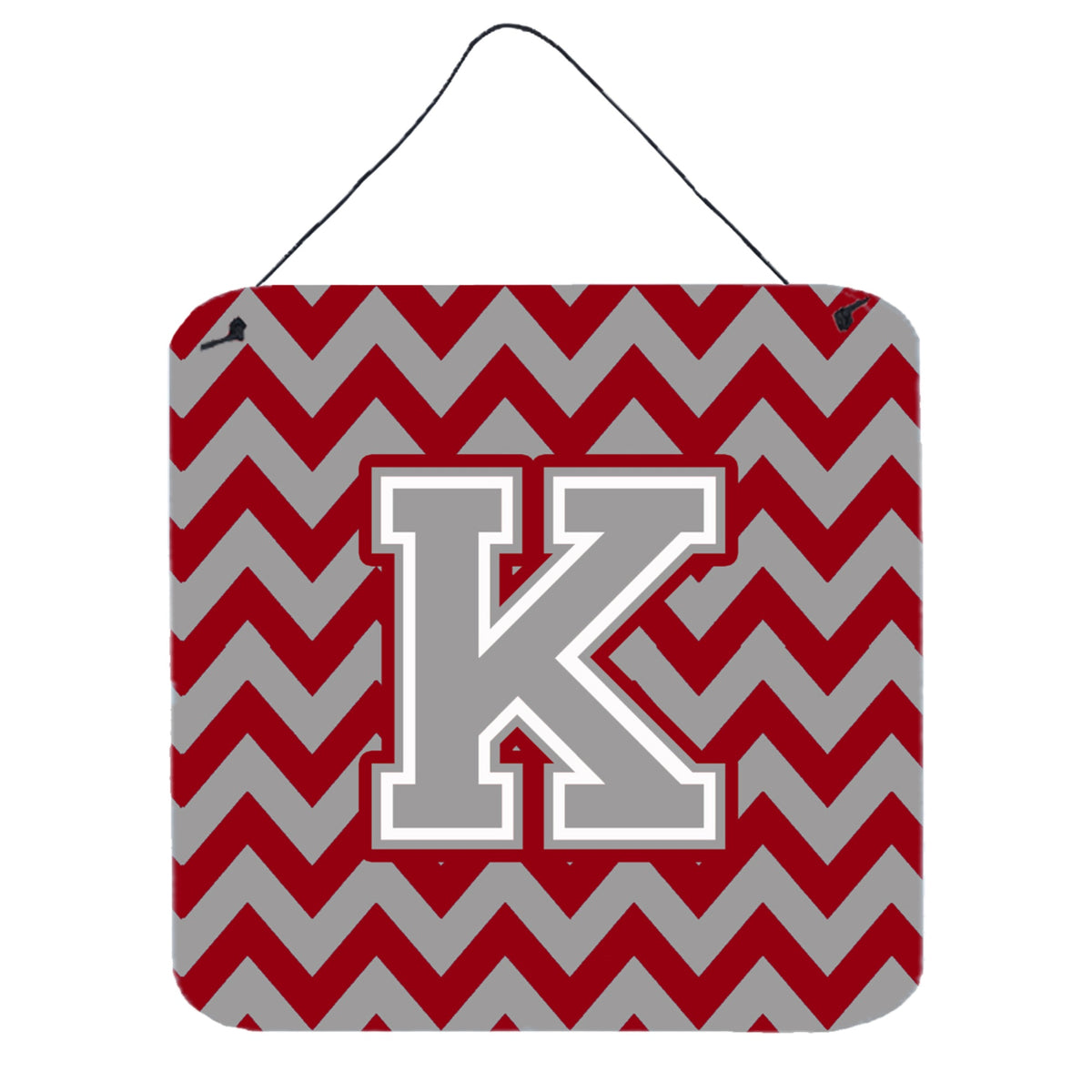 CarolineS Treasures Chevron Crimson And Grey Letter K Wall Or Door Hanging Prints Cj1043Kds66, 6 Inch  Inch  H X 6 Inch  Inch  W