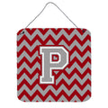 CarolineS Treasures Chevron Crimson And Grey Letter P Wall Or Door Hanging Prints Cj1043Pds66, 6 Inch  Inch  H X 6 Inch  Inch  W