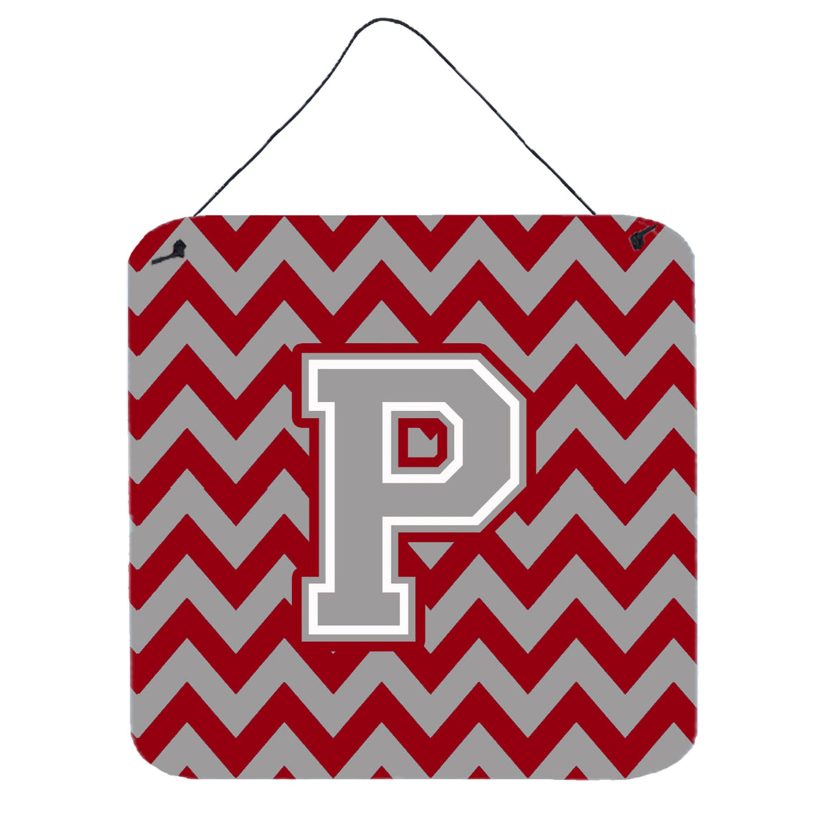 CarolineS Treasures Chevron Crimson And Grey Letter P Wall Or Door Hanging Prints Cj1043Pds66, 6 Inch  Inch  H X 6 Inch  Inch  W