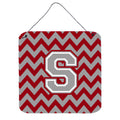 CarolineS Treasures Chevron Crimson And Grey Letter S Wall Or Door Hanging Prints Cj1043Sds66, 6 Inch  Inch  H X 6 Inch  Inch  W