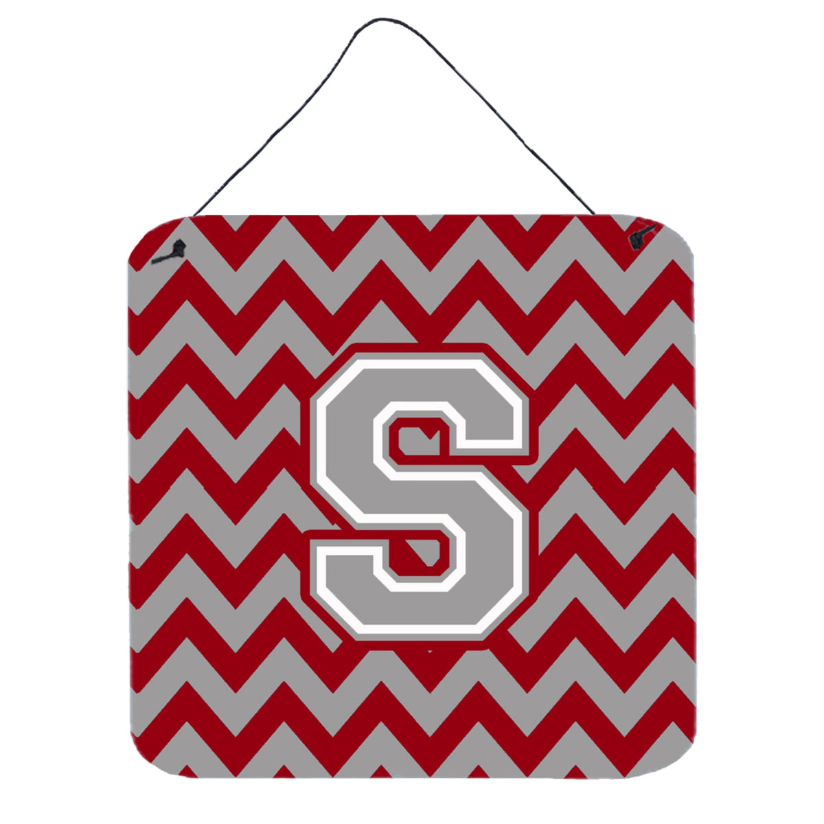 CarolineS Treasures Chevron Crimson And Grey Letter S Wall Or Door Hanging Prints Cj1043Sds66, 6 Inch  Inch  H X 6 Inch  Inch  W