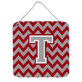 CarolineS Treasures Chevron Crimson And Grey Letter T Wall Or Door Hanging Prints Cj1043Tds66, 6 Inch  Inch  H X 6 Inch  Inch  W