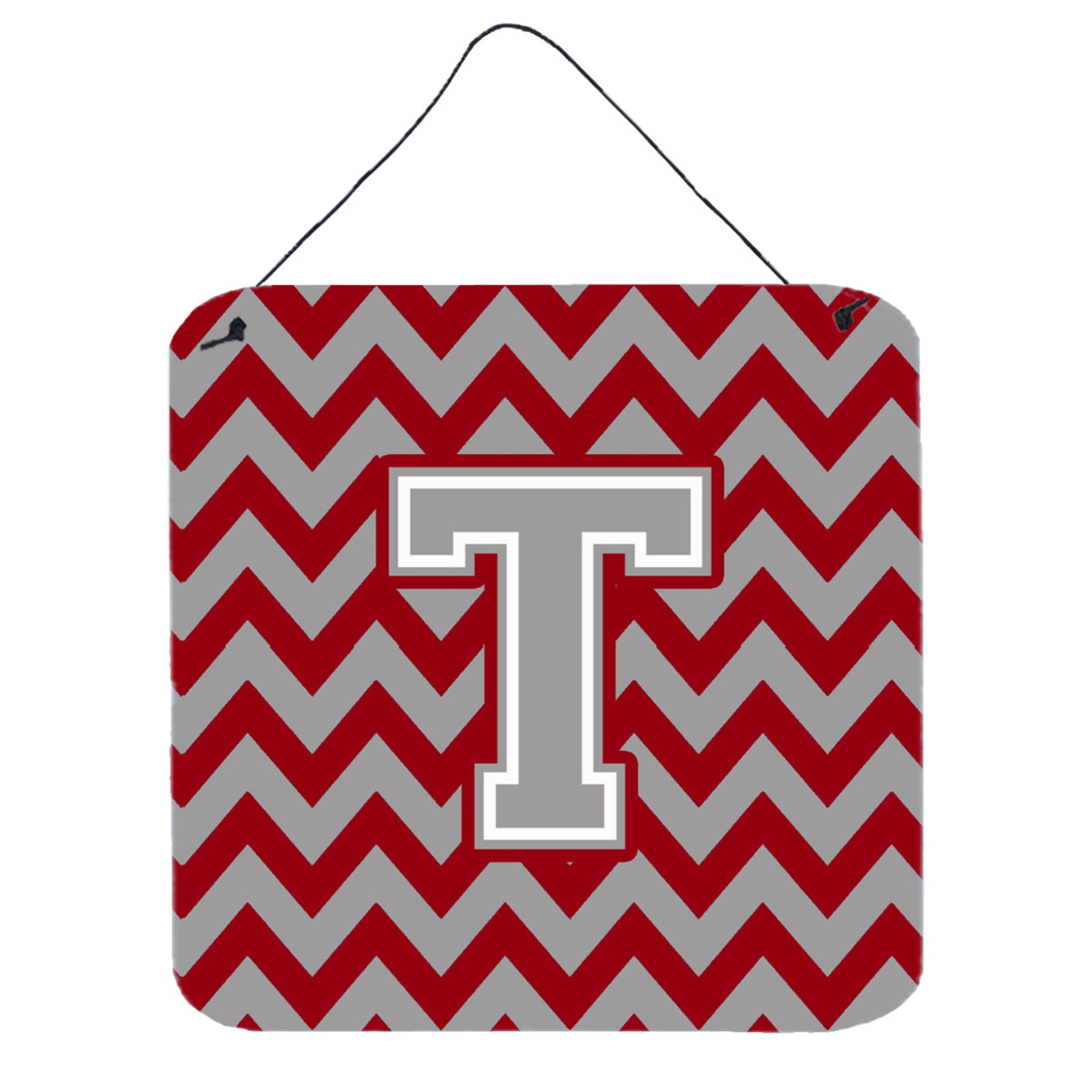 CarolineS Treasures Chevron Crimson And Grey Letter T Wall Or Door Hanging Prints Cj1043Tds66, 6 Inch  Inch  H X 6 Inch  Inch  W