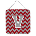 CarolineS Treasures Chevron Crimson And Grey Letter V Wall Or Door Hanging Prints Cj1043Vds66, 6 Inch  Inch  H X 6 Inch  Inch  W