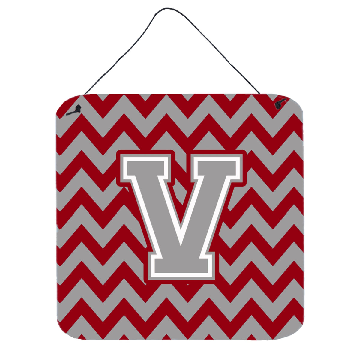 CarolineS Treasures Chevron Crimson And Grey Letter V Wall Or Door Hanging Prints Cj1043Vds66, 6 Inch  Inch  H X 6 Inch  Inch  W