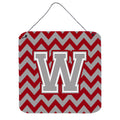 CarolineS Treasures Chevron Crimson And Grey Letter W Wall Or Door Hanging Prints Cj1043Wds66, 6 Inch  Inch  H X 6 Inch  Inch  W