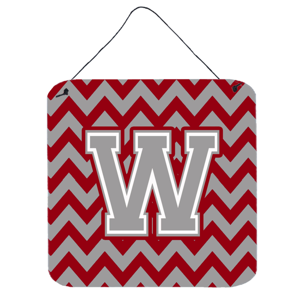CarolineS Treasures Chevron Crimson And Grey Letter W Wall Or Door Hanging Prints Cj1043Wds66, 6 Inch  Inch  H X 6 Inch  Inch  W
