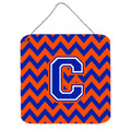 CarolineS Treasures Letter C Wall Or Door Hanging Prints Cj1044Cds66, 6 Inch  Inch  H X 6 Inch  Inch  W, Chevron  Blue And Orange